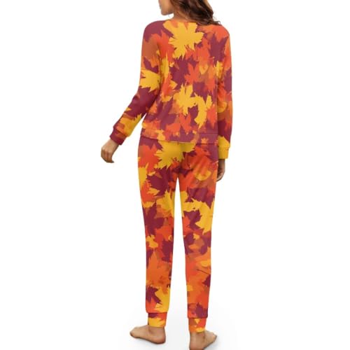 Image of Womens Lounge Set Long Sleeve Soft Pajama Sets | Casual 2 Piece Pj Outfit, Crewneck Sleepwear with Pockets, Adjustable Drawstring, Soft Comfy Fall Pajamas, Plus Size