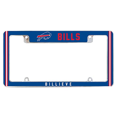 NFL Buffalo Bills Billieve Chrome License Plate Frame - Full Color Zinc Alloy 4-Screw Mount