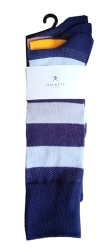 Hackett Mens 3 Pack Socks (Navy Blue Stripes)