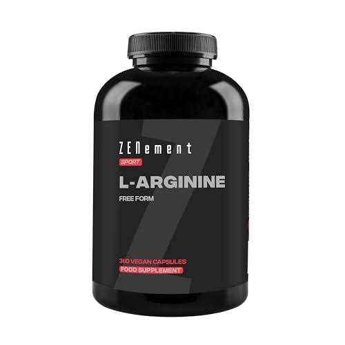 L-Arginine 2800 mg per Daily Dose (4 Capsules) – Pure, Free-Form Arginine, Without HCL for Greater Bioavailability – 360 Capsules for 3 Months – Zenement