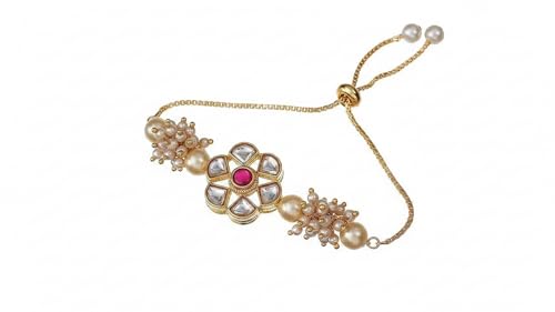 Image of Elegant Traditional Gold Plated /Rakhi Combo Of 1 Piece for Men and Women /brother /sister /bhabhi Kundan Stone combo set (Same as Shown In Image)