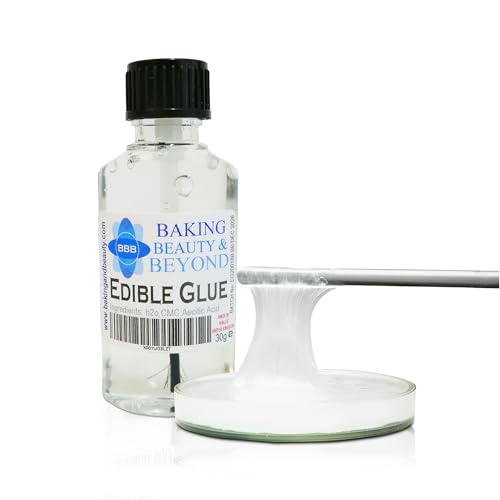 Baking Beauty and Beyond Professional Food Grade Edible Glue - Multi-Function Super Strong Pro Bakers Choice Glue Perfect for Icing Sugarcraft Baking Food Craft and Cake Decorations (30gm)