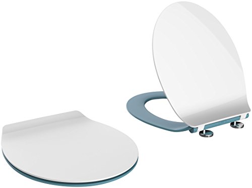 Euroshowers GmbH 805-45 ADOB Slim-Asiento de Inodoro, Color Blanco y Azul Cover
