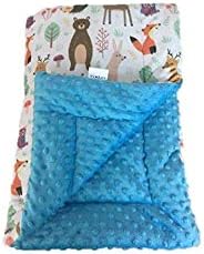 KidzCrowd Small Minky Dot Fabric Soft Touch Personalized Blue Design Cartoon Velvet Baby Quilt