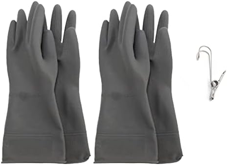HOMSSEM Cleaning Gloves Over-Fit Dishwashing Gloves– 2 Pairs of Dish Gloves metal clip include Premium Rubber Gloves for Cleaning
