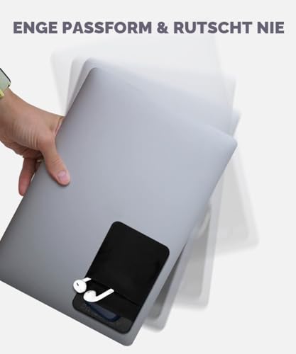 Afterplug 2-Fächer Haftende Festplattenhalterung für Laptop, Aufklebbare Tasche für externe portable SSD, HDD, schlanke Maus und Kabel (Klein - passt für SSD)