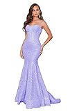Lavender Mermaid Prom Dress Sequin Long for Teens Women Spaghetti Straps Evening Gown Sparkly Sweetheart Ball Gown Size 10