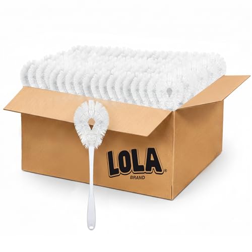Image of LOLA Toilet Bowl Brush Curved Head, Coated Wire, Durable Poly Bristles 36Pk