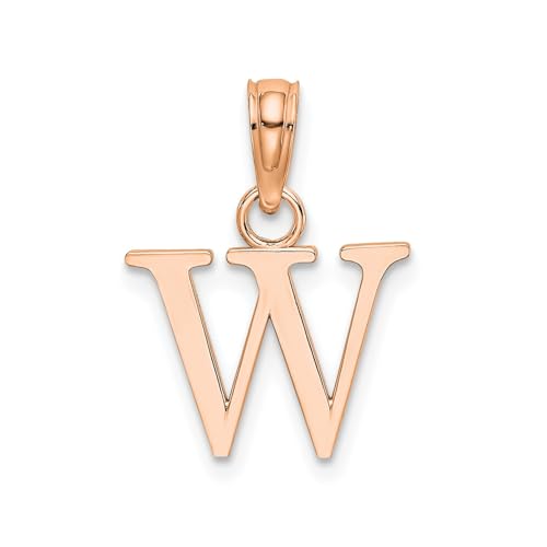 Colgante letra W oro rosa de 14 quilates inicial bloque 13x10mm
