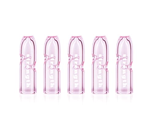 5Pcs Medium Size Glass Filter Tips For Regular Cigarettes, Reusable Rolling Tips, 10X35Mm (Pink) #TOP2