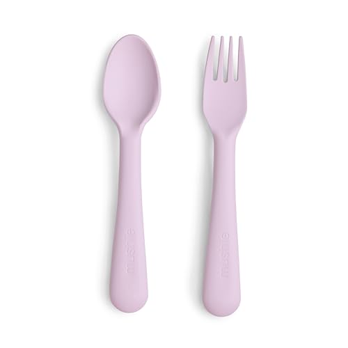 Image of mushie Flatware Fork and Spoon Set For Kids | Made in Denmark (Soft Lilac)