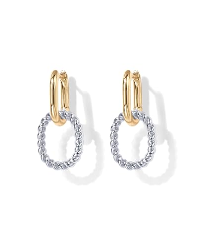PAVOI-14K-Gold-Convertible-Link-Huggie-Earrings-for-Women-Paperclip-Link-Statement-Earrings-Cubic-Zirconia-Two-Toned-Rope-Drop-Dangle-Earrings
