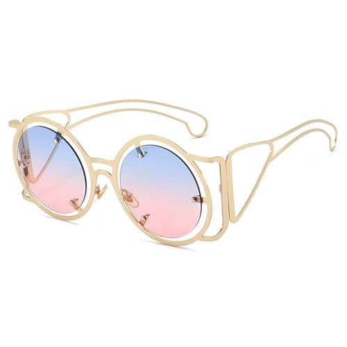 Lunettes de soleil rondes Steampunk monture métal punk unisexes UV400