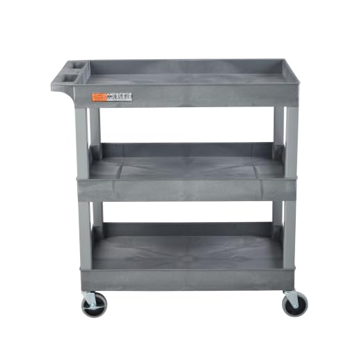 Image of Luxor 32 inch x 18 inch Tub Storage Cart 3 Shelves - Gray