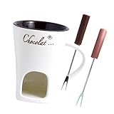 Fenteer Taza para Fondue de 130 Ml, Calentador de, Olla para Fundir Chocolate con Tenedor, Ideal para Dulces, Bodas, Fiestas, Cumpleaños, Tapas, Blanco, Individual