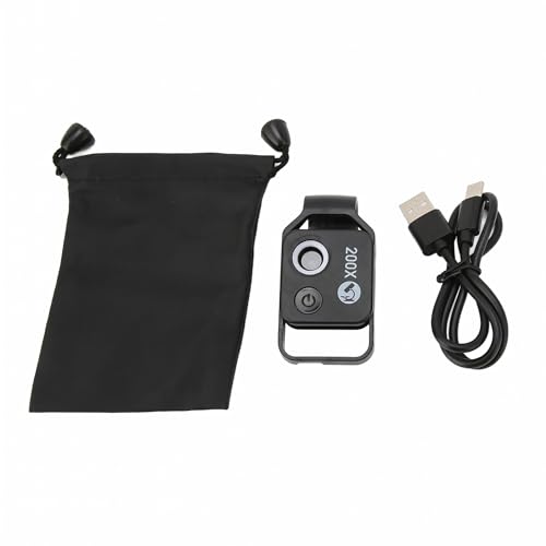 Image of 200x Clip-On Microscope Magnifier Lens for Mobile Phone, HD Macro Camera Lens with LED Light for Outdoor Photography - Black with CPL Filter