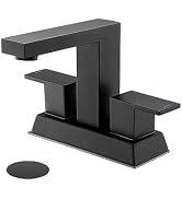 Matte Black Bathroom Faucet Tohlar - Bathroom Sink Faucet 2 Handles, 4 Inch Centerset Bathroom Fa...