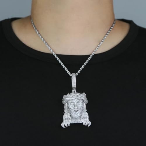 925 Sterling Silver Religious Jesus Head Pendant with Chain - Christian Jewelry Jesus Piece Chain Necklace for Women and Men2