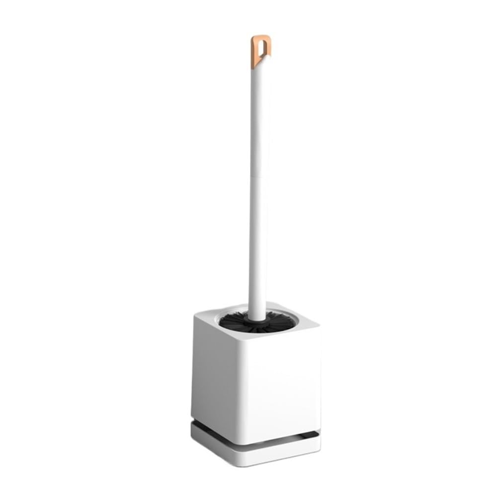 Toilet Brush and Holder Toilet Brush Household Bathroom Free Punch Wall Hanging Long Handle Cleaning(White)