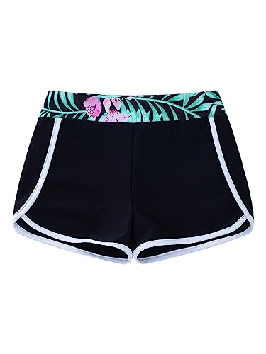 Hedmy Kids Girls Elastic Swim Shorts Athletic Bikini Bottoms Sports Underwear Tropical Print Boyleg Swimsuit3