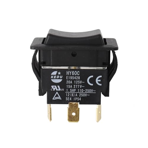 3 Pin Rocker Switch (ON)-Off-(ON) Replace for HY60C, 20A/125V- 15A/277V, Fit for Marine, Automotive, Industrial, Equipment, Motors