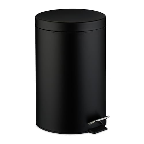 Image of Relaxdays Kitchen Bin 20 Litre with Lid Removable Inner Bucket Foot Pedal Matt Design Pedal Bin Black