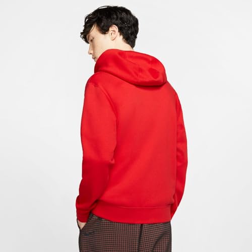Image of Nike Men's Polyester Cotton Hooded Neck Hoodie (BV2645-657-Small Red S)