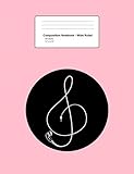  Composition Notebook - Wide Ruled: Earphone Music Note Funny Treble Clef Musical Symbol Gift - Pink Blank Lined Exercise Book - Back To School Gift ... Teens, Boys, Girls - 7.5\"x9.75\" 100 pages