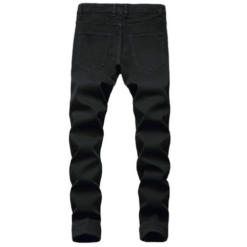 XYGJZ Men's Regular Slim Fit Jeans Strenchy Straight Leg Jean Rose Embroidered Pants2