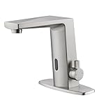 Touchless Sensor Faucets, Automatic Motion Smart Bathroom Wash Basin Sink Faucet, Single Handle Brass Faucets Suitable for Kitchen Bathroom Basin Hotel (Brushed Nickel)