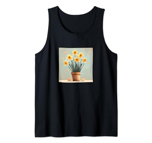 Daffodil Plant In Pot Cottagecore Hearts Graphic Tank Top