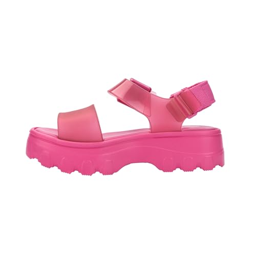Melissa Kick Off Platform Sandals for Women - Super Soft and Flexible Vegan Chunky Platform Sandal with Adjustable Straps and Open Toe Design, Pink/Clear Pink, 5