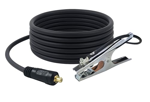 SÜA - 200 Amp Welding Ground Clamp Lead Assembly - Dinse 10-25 Connector - #2 AWG 100% Copper Cable (25 FEET)