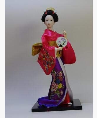 24 Types 30cm Oriental Japanese Silk furnishings Kimono Kabuki Geisha Doll Birthday/Xmas Hinamatsuri Girl's Day Gift (Light Grey,30cm)
