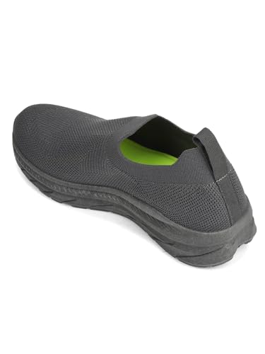 Image of Liberty Force 10 Black & Dark Grey Running Shoes for Men - Knit-Mesh