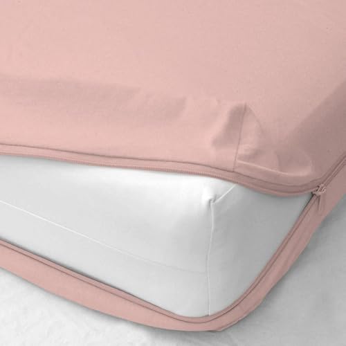 Image of Zippered Mattress Topper 72 inchx35 inchx8 inch Terry Cotton Waterproof Mattress Protector | Dust Mite Proof, Bed Bug Protection Mattress Cover for Single Bed Size with 8 inch Drop (72x35x8,Pink)