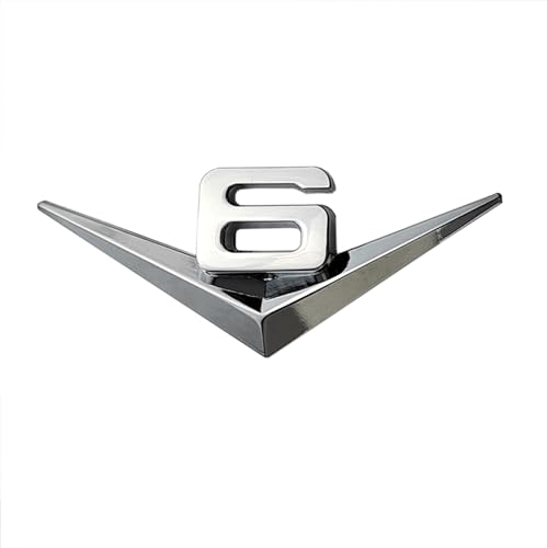Insignia V6 de metal cromo brillante para renovar el aspecto exterior de tu coche o pickup