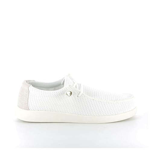 UOMO DESIGN - Mocassins Homme Décontractés en Toile, Légers, Confortables Slip-on Souples avec Semelle Confort - Denis (9 Blanc, 42)