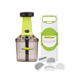 Home-Pro - 6 in 1 Slicer & Push Chopper | Vegetable Cutter/Slicer | 1000 ML Hand Chopper | 6 Different Type Blades | Ideal for Cutter/Slicer/Thin Slicer/Shreader - Combo Set