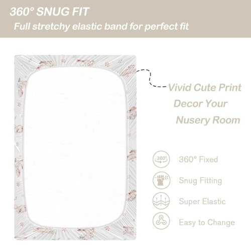 Image of CaTaKu Baby Crib Sheets Cute Rabbit Bunny Woodland Mini Crib Sheets Fitted for Girls Boys,Neutral Soft Toddler Mattress Bed Sheets for Crib,27 inchx 39 inch