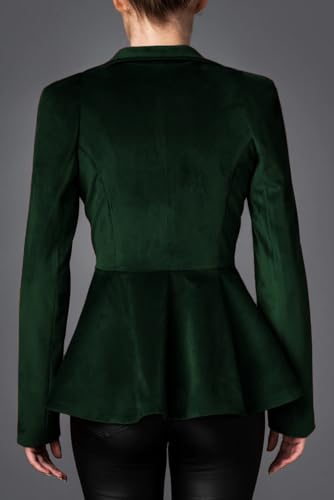 Women's Notched Lapel Vintage Office Button Front Velvet Blazer2