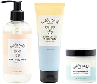 TUBBY TODD Baby Bundle Newborn Skin Care Set - Hypoallergenic Hair + Body Wash, All Over Ointment with Colloidal Oatmeal, Sweet Cheeks Diaper Paste - Fragrance Free, Standard Size