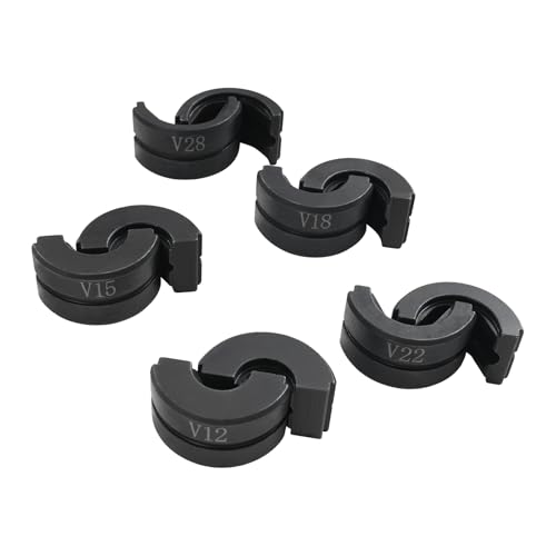 Alicates de prensado de tubos de cobre, 5 piezas de mordazas de prensado en V, 12/15/18/22/28 mm, herramienta de compresión de tubos para prensar tubos de cobre y acero inoxidable, color negro