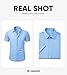 JMIERR Muscle Dress Shirts for Men Muscle Fit Stretch Casual Button Down Short Sleeve Wrinkle-Free Shirt,M,Blue