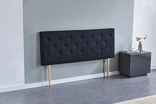 sensoreve Tête de lit Deco, capitonnée Tissu Noir, L'épaisseur Totale de 8 cm (160 x 100 cm)