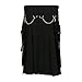 Mens Fashion Scottish Style Zipper Solid Color Pleated Skirt Boy (Black, M)