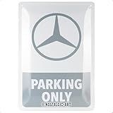 Nostalgic-Art Retro Blechschild, 20 x 30 cm, Mercedes-Benz – Parking Only Grey – Geschenk-Idee für Mercedes-Benz Fans, Original Lizenzprodukt (OLP), aus Metall, Vintage Design, Blechschilder Sprüche