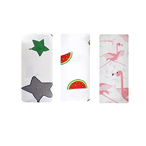 Image of baby blankets newborn 0-2 years Pure Cotton Muslin Baby Swaddle Blanket, Swaddle for Newborn Baby Super Soft Cotton Receiving Wrapper Cloth, Stroller Cover-Pack of 3 with Size 120X100 CM - Kids Mania