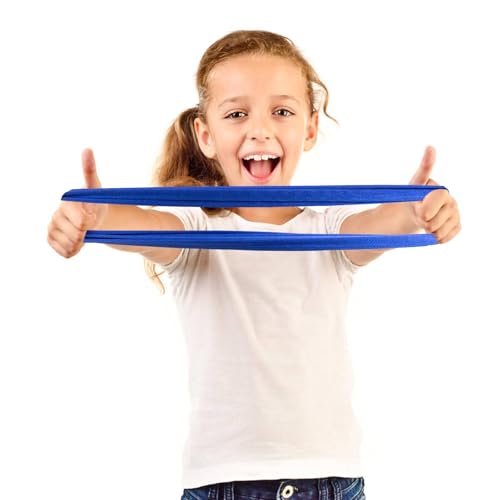 Stretch Band Sensory Focus Tool 30”Resistance Band for Kids Stretches to Over 46”Calming Fidget Bands Silent Sensory Tool Awakens Imagination,Develops Balance,and Strengthens Muscles (Blue)