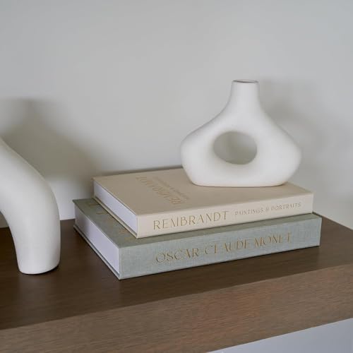 Beautiful Decorative Books - Set of 2 Linen Boxes Enhance Your Coffee Table, Bookshelf or Mantel Decor - Aesthetic Fake/Faux Books for Modern Home Decoration, Photo Storage and as a Keepsake Box